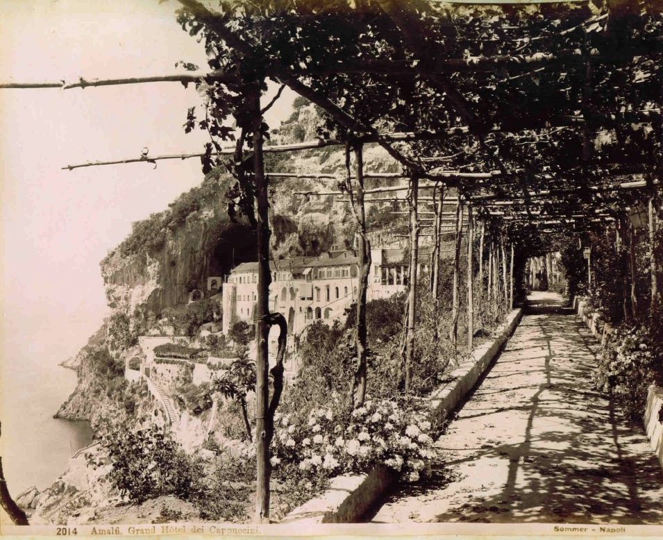 Nineteenth-century photograph of the terrace and pergola at the former Capuchin convent hotel in Amalfi, by Giorgio Sommer.