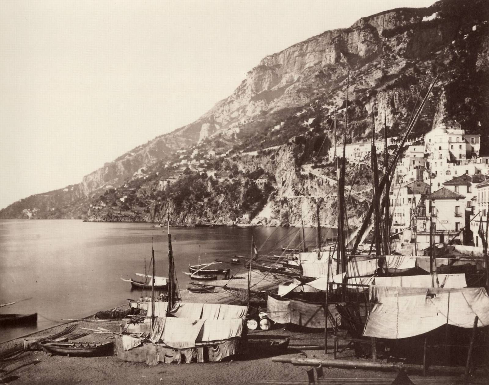 Nineteenth-century photograph of the harbor at Amalfi, by Giorgio Sommer.