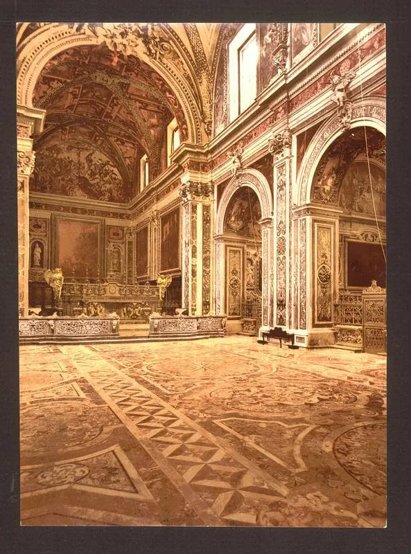 Photochrom of the interior of the church of San Martino in Naples, between 1890 and 1900.