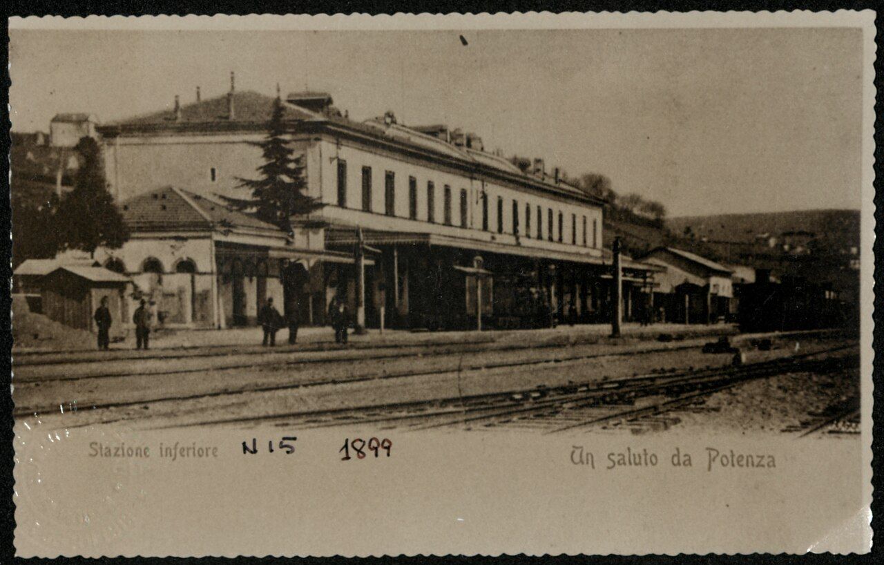 Illustrated postcard of Potenza, Basilicata, dated 1899, with small views of the city.