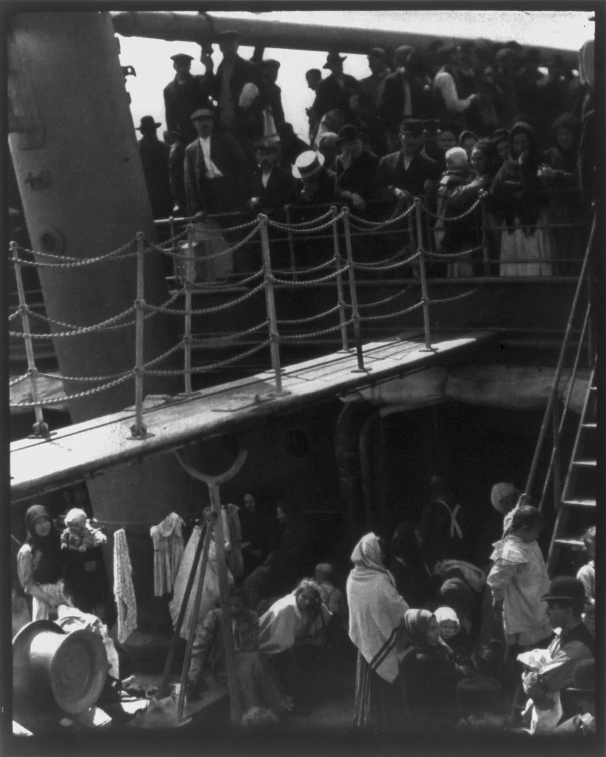 Alfred Stieglitz photograph The Steerage, showing passengers on the steerage deck of a ship, made in 1907.