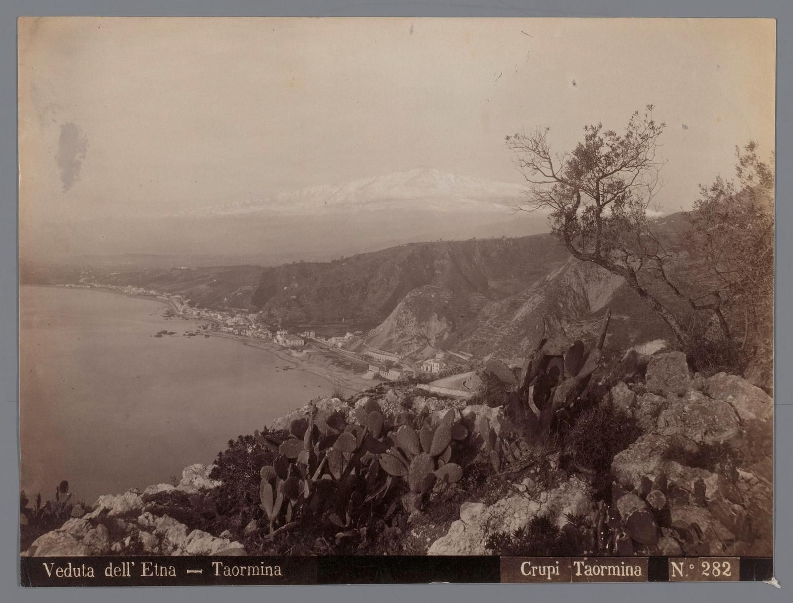 Nineteenth-century photograph from Taormina looking toward Mount Etna, by Giovanni Crupi.